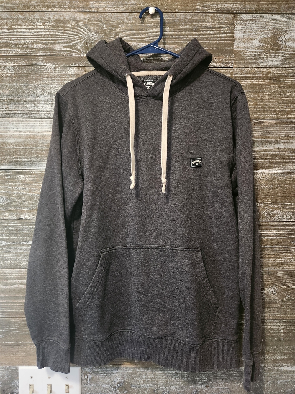 Billabong Charcoal Hooded Pullover with Cream Drawstrings